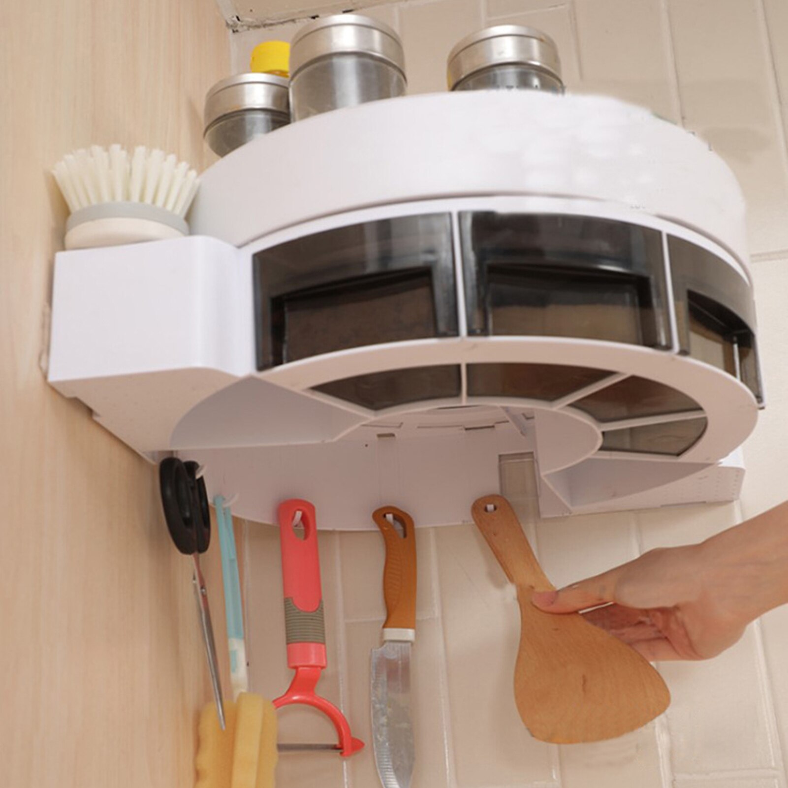 Bathroom 360 Degree Rotating Triangle Shelf Toilet Rotating Shelf Spinning Corner Shelf Bathroom Kitchen Storage Hanging Tray