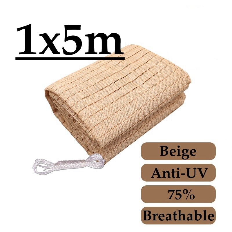 4 Pin Beige Sunshade Net Breathable Anti-UV 75% Garden Plants Shading Outdoor Succulent Cover Pergola Net Balcony Cooling Net: 1x5m