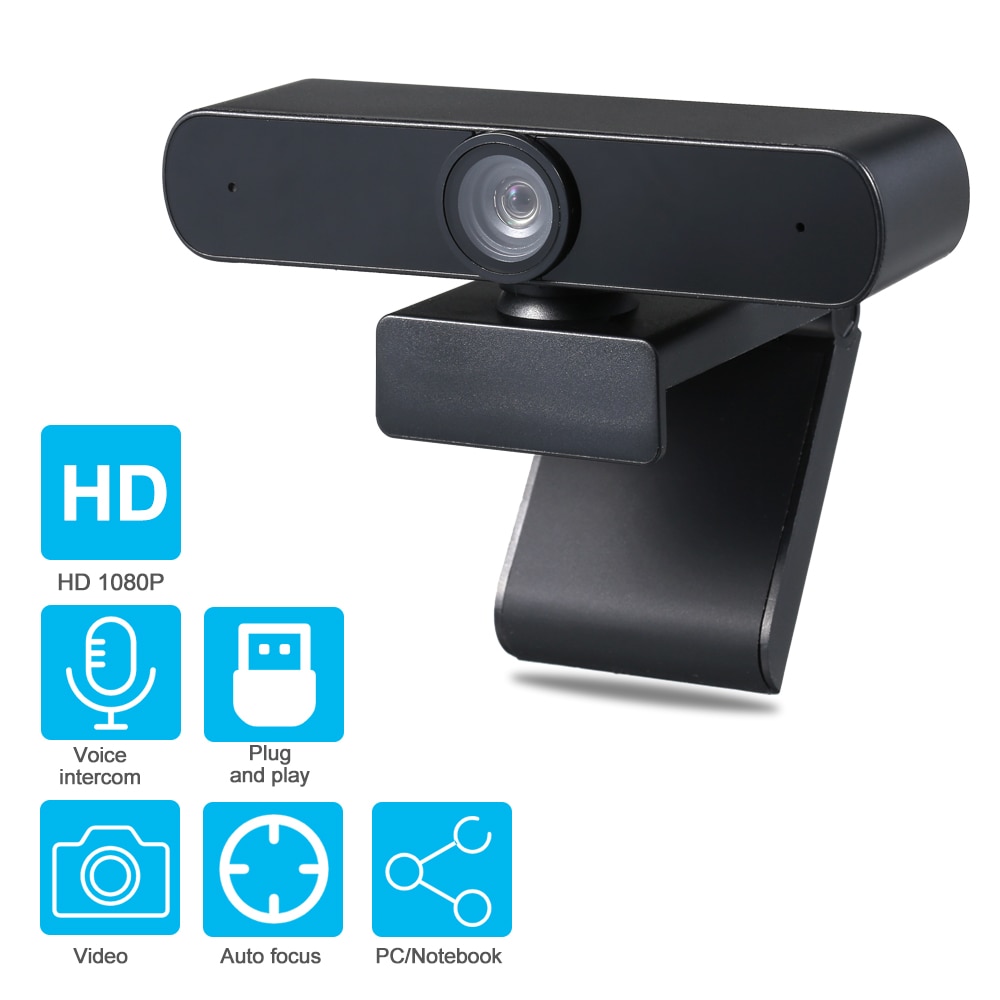Webcam Met Microfoon Desktop Of Laptop Breedbeeld Voor Videobellen En Opname Zwart 1080P