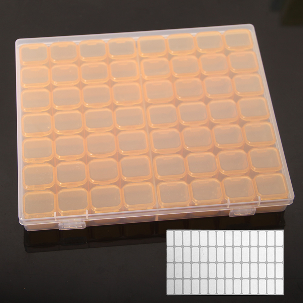 Diamond Painting 28/56/224 Slot Box Storage Accessories Tool Nail Art Rhinestone Bead Stone Storage Box Sewing Container: 56 grid orange