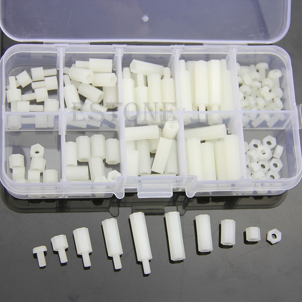 M3 Nylon Hex Spacers Screw Nut Assortment Kit Stand off Plastic Accessories Set-Y103