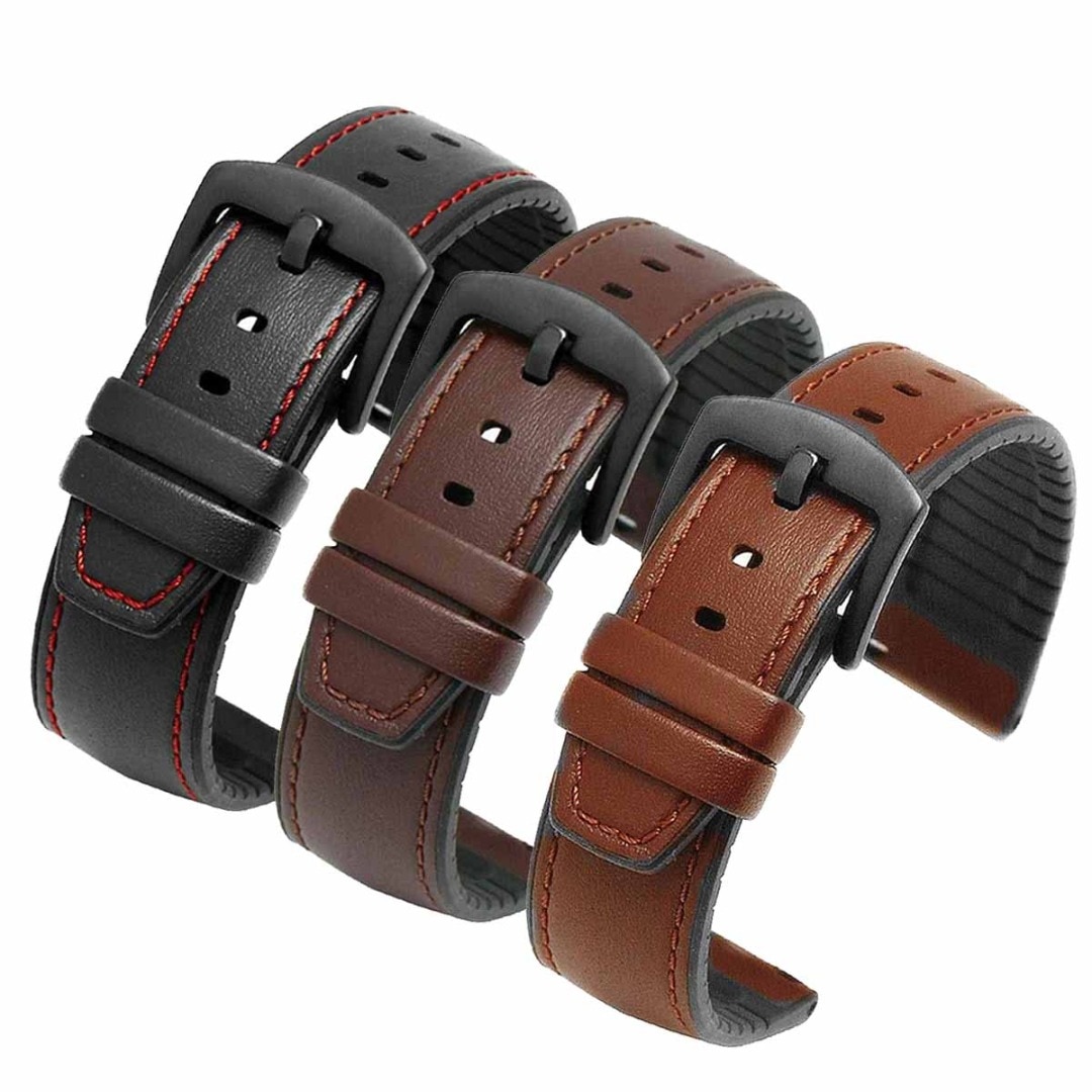 Vintage nahkaranneke miesten kellon rannekkeet huawei watch 2 pro/gt active/honor magic/samsung galaxy kellon ranneke