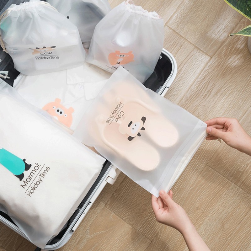 Eco vriendelijke Transparant Reizen Koffer Schoenen Ondergoed Cosmetische Opbergtas Cartoon Organisator Kleding Verpakking Tasje