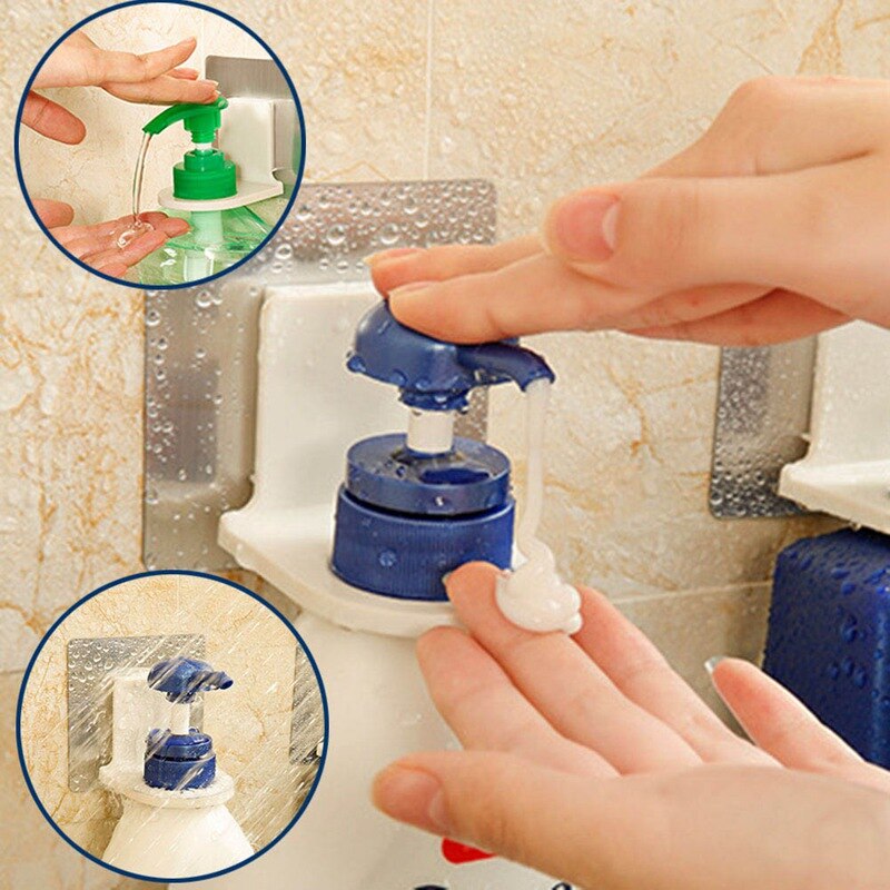Bathroom Wall Mounted Magic Sticky Shampoo Organizer Hook Repeat Use Shower Hand Soap Bottle Hanging Holder