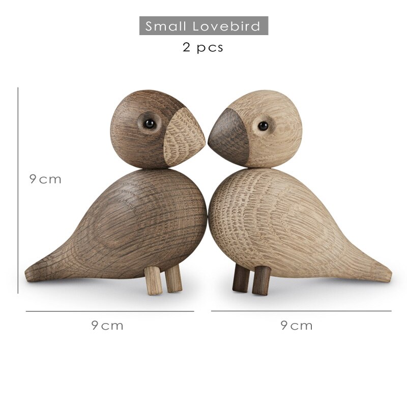 Nordique danemark Figurines d'oiseaux en bois Sculpture sur bois marionnette coloré peint Sculpture Figure animaux ornements pour la décoration de la maison: 1 Couple S Bird
