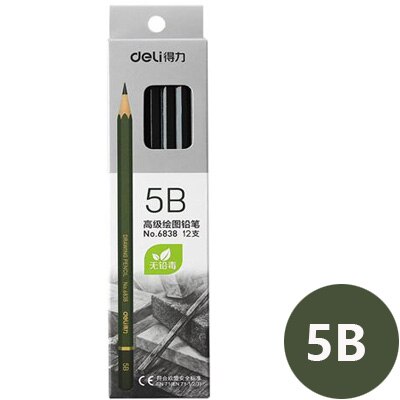 Deli 2h-8b Set Tekening Schetsen Potlood Zacht Veilig Niet Giftig Standaard Potloden Professionele Kantoor School Potlood: 5B