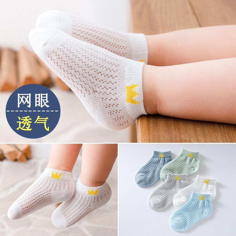Calcetines finos de verano para niños, medias de algodón transpirables de malla, para mujer mayor de 1 a 12 años, de dibujos animados para bebés, primavera y verano