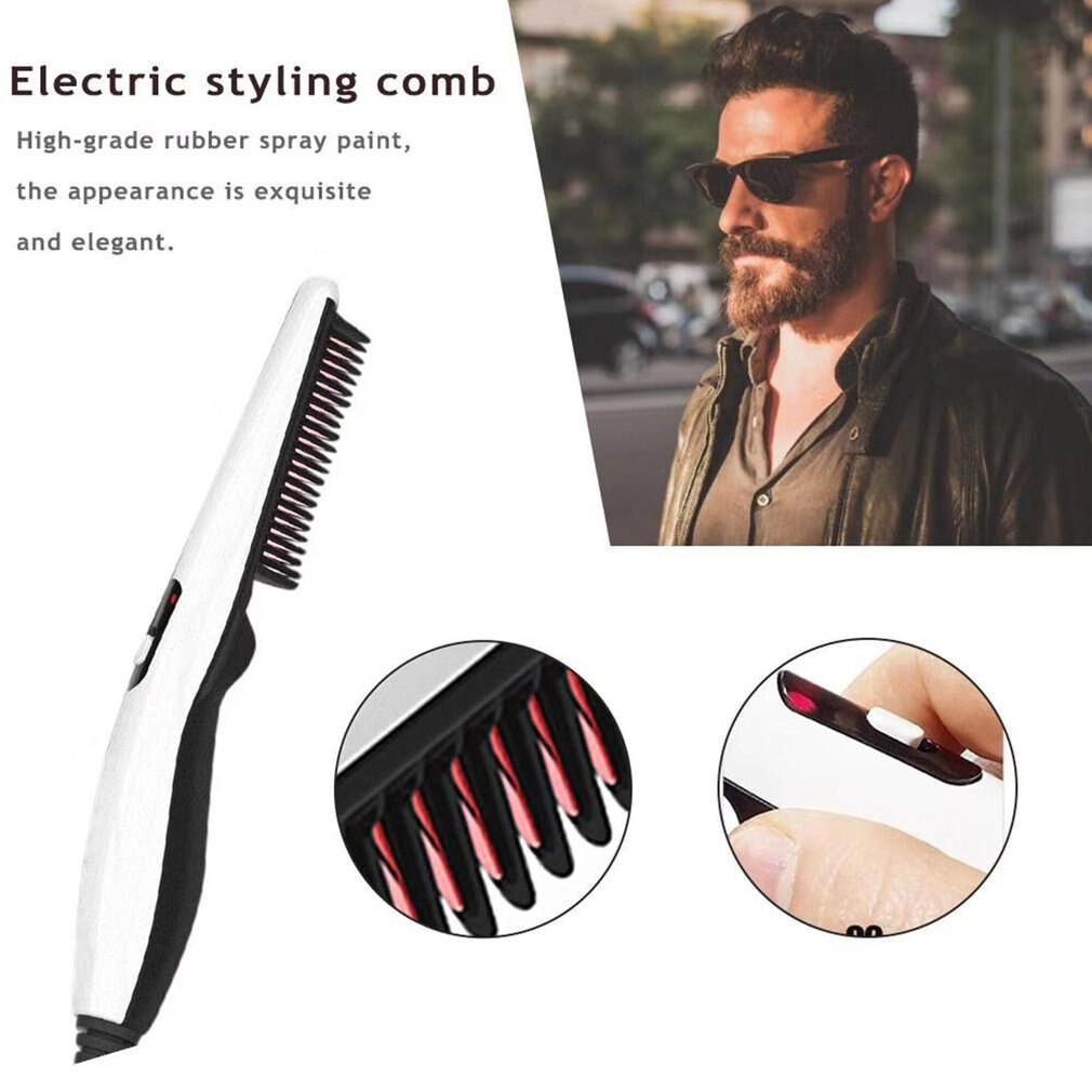 V2 Quick Hair Styler for Men Curling Iron Side Straighten Salon Hairdressing Comb Styling Brush