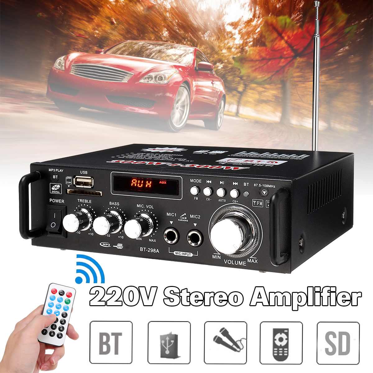600W Auto Versterkers Audio Bluetooth Versterker Subwoofer Versterker Audio Sound Systeem Mini Versterker Professionele