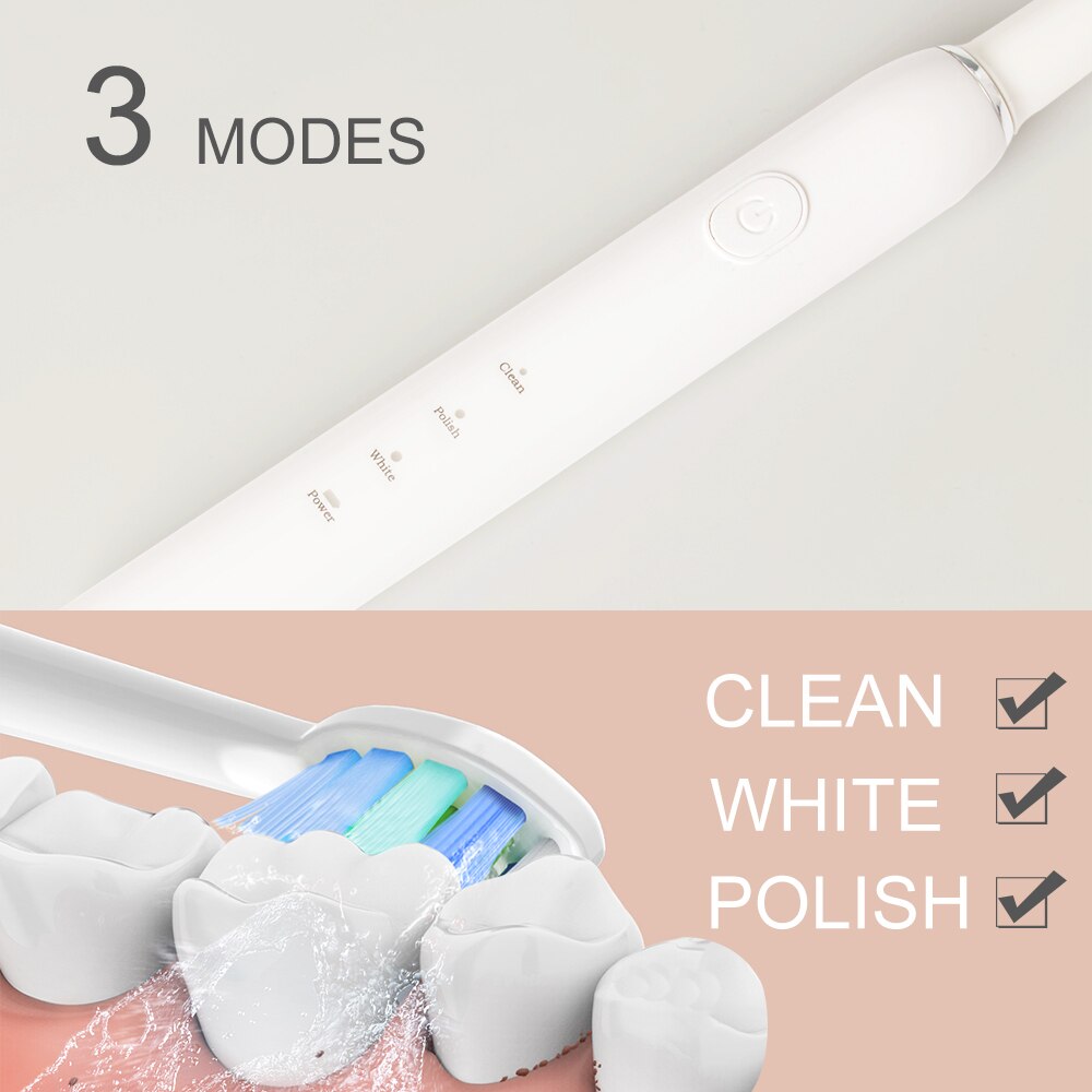 Brosse à dents électrique sonique, 3 Modes recommandés par le dentiste, nettoyage, blanchiment, soins, automatique, Rechargeable par USB, étanche