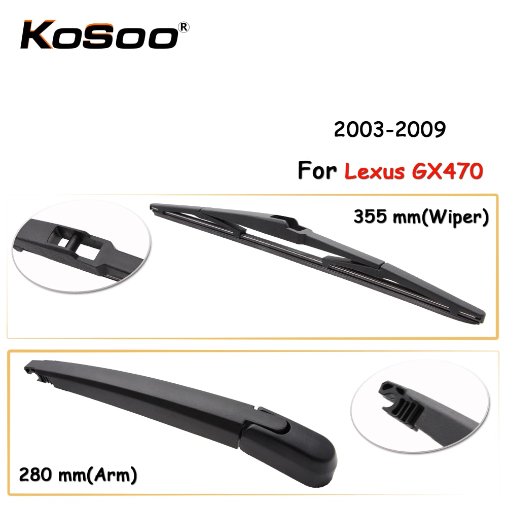 Kosoo Auto Rear Auto Wisser Voor Lexus GX470,355Mm 2003 Achterruit Ruitenwisserbladen Arm, Auto Accessoires