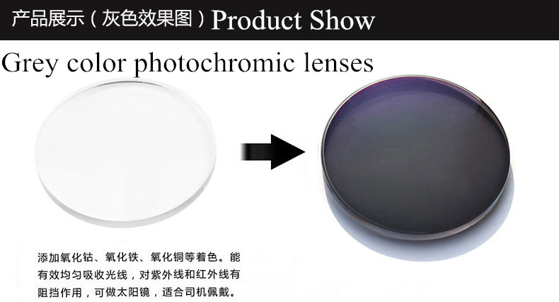 Photochrome Linsen 1,56 1,61 1,67 Optische Verordnung Objektiv Ändern Farbe Anti-Uv Männer Fahren Gläser MR-8 Super Hart Härte: Grau / 1,56