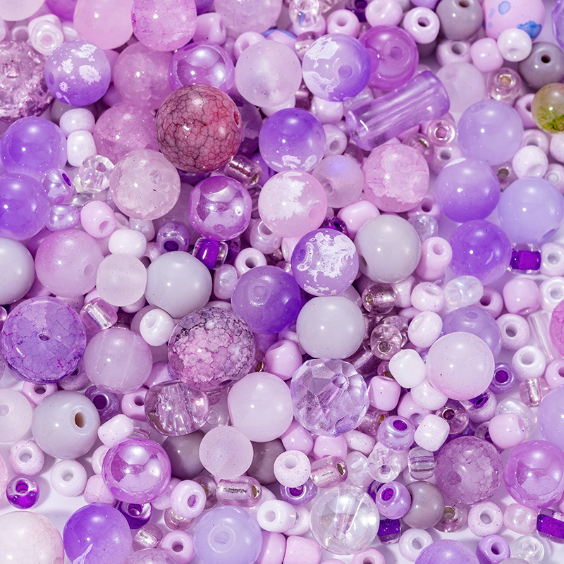 50g Glass Beads Assorted Colourful Round Loose Beads DIY Lamp Work Beads for Bracelets and Necklaces Jewelry Making Supplies: WHITE