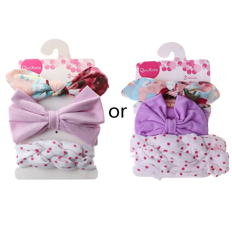 3 Stks/set Bloemen Bows Baby Hoofdband Dot Strik Haarband Baby Meisje Hoofdbanden Katoen Kids Haarband Meisjes Haar Accessoires