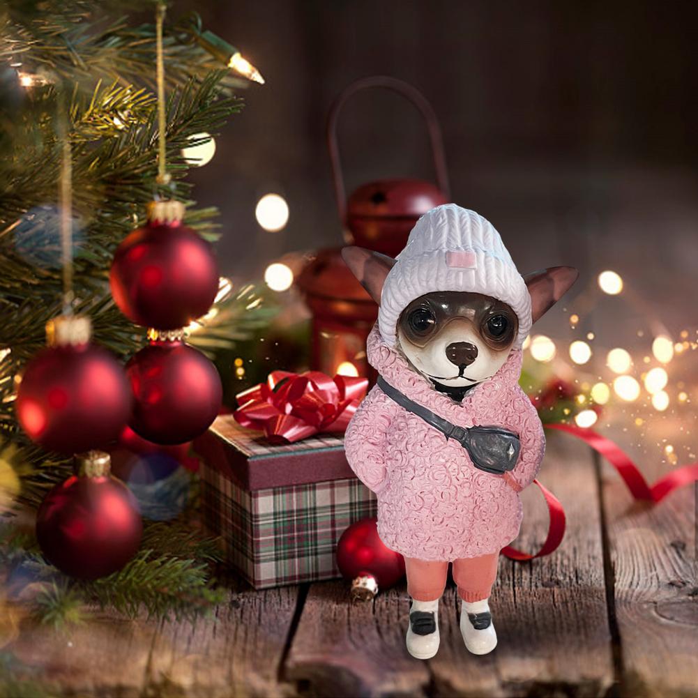 Standing Puppy Resin Doll Fashionable Dog Resin Doll Tiny Puppy Sculpture Ornaments For Christmas Decoration Home Adornments Sp