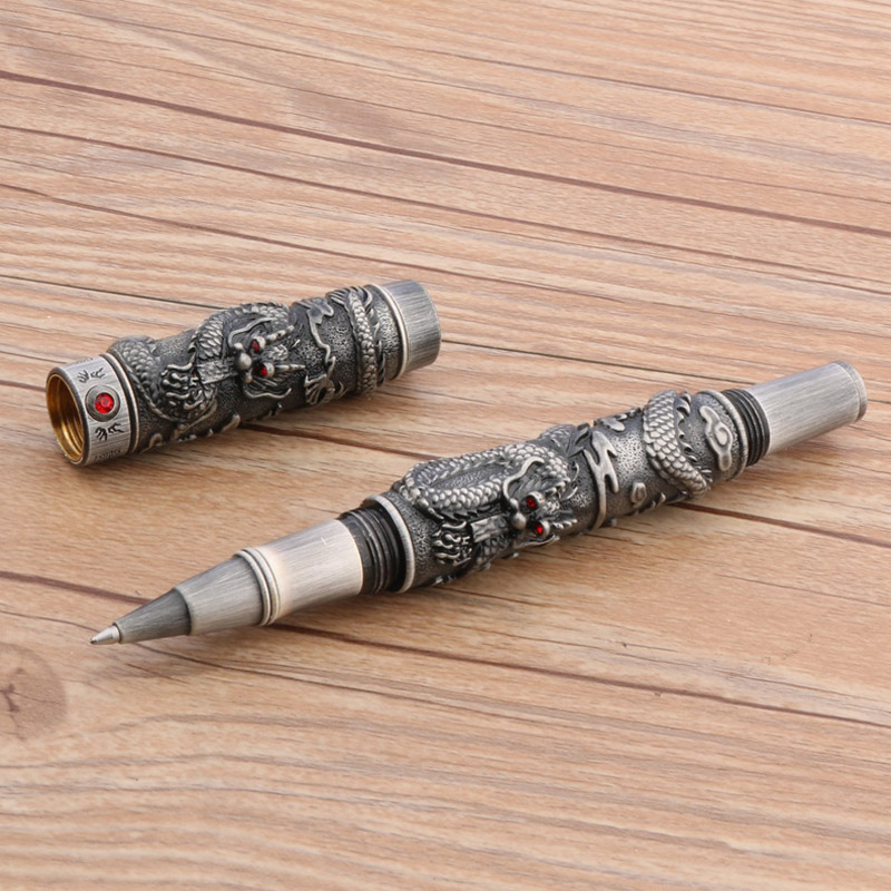 JINHAO Luxurious High end fine Commerce Relief gray Dragon Chinese ROLLERball PEN