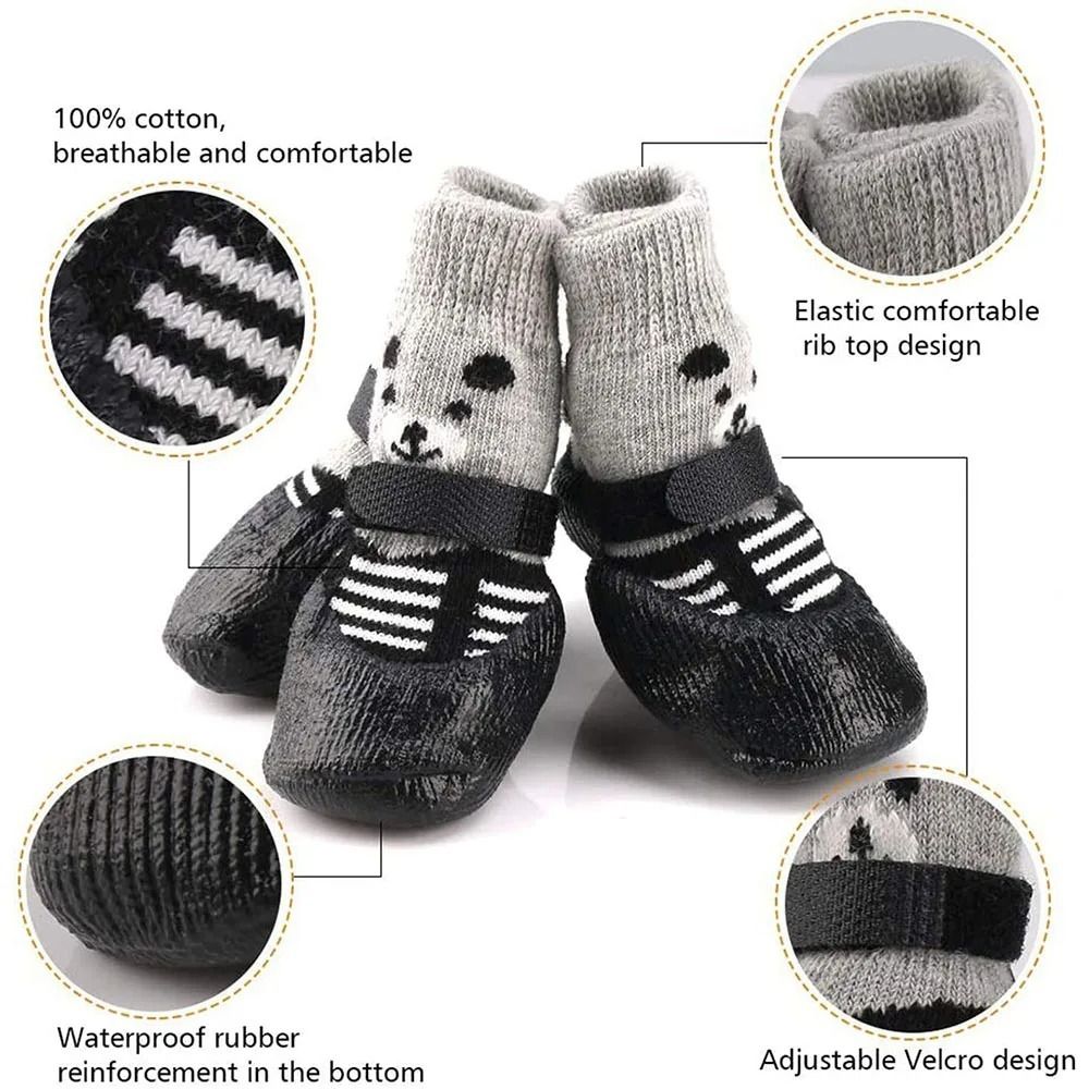 2 Paar Haustier-Hundeschuh-Socken, wasserdicht, für Katzen und Hunde, Gummisocken, rutschfest, für Hunde, Regen, Schneestiefel, Socken, Hunde, betroffen, warme Socken