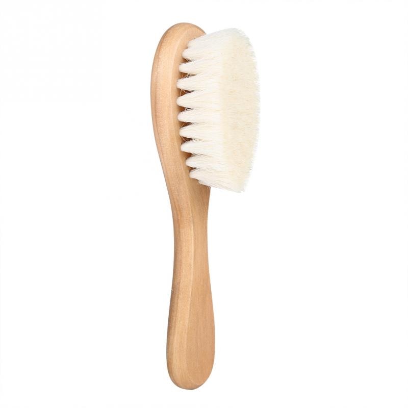 Wooden Handle Soft Natural Goat Hair Baby Infant Head Massage Grooming Comb Hair Brush Comb