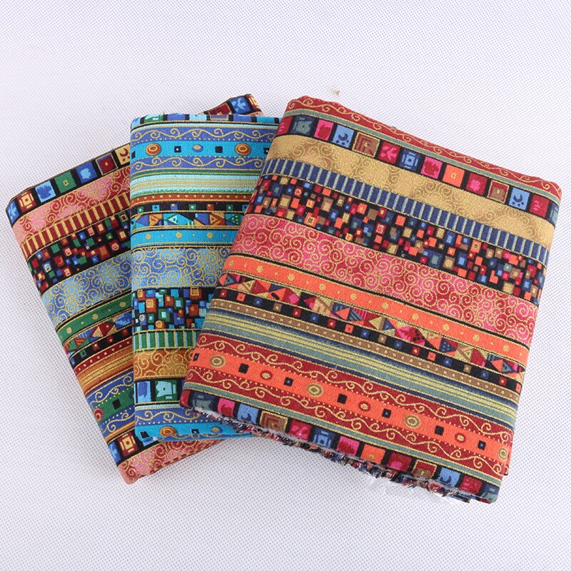 Nanchuang-tissu en lin de coton imprimé ethnique, pour décoration, literie, canapé, coussin, nappe, 45x45cm, 3 pièces