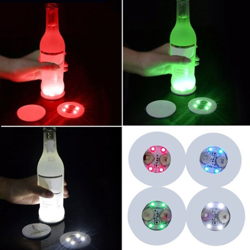 Posavasos luminiscentes LED a prueba de agua, lámpara de atmósfera parpadeante KTV, pegatinas de taza luminiscente