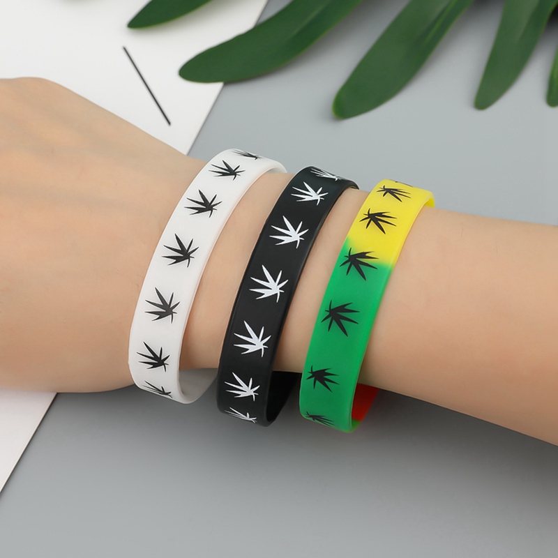 Silicone Bracelet&amp;Bangles Black White Color Wristband Jewelry print 1pc Bracelet