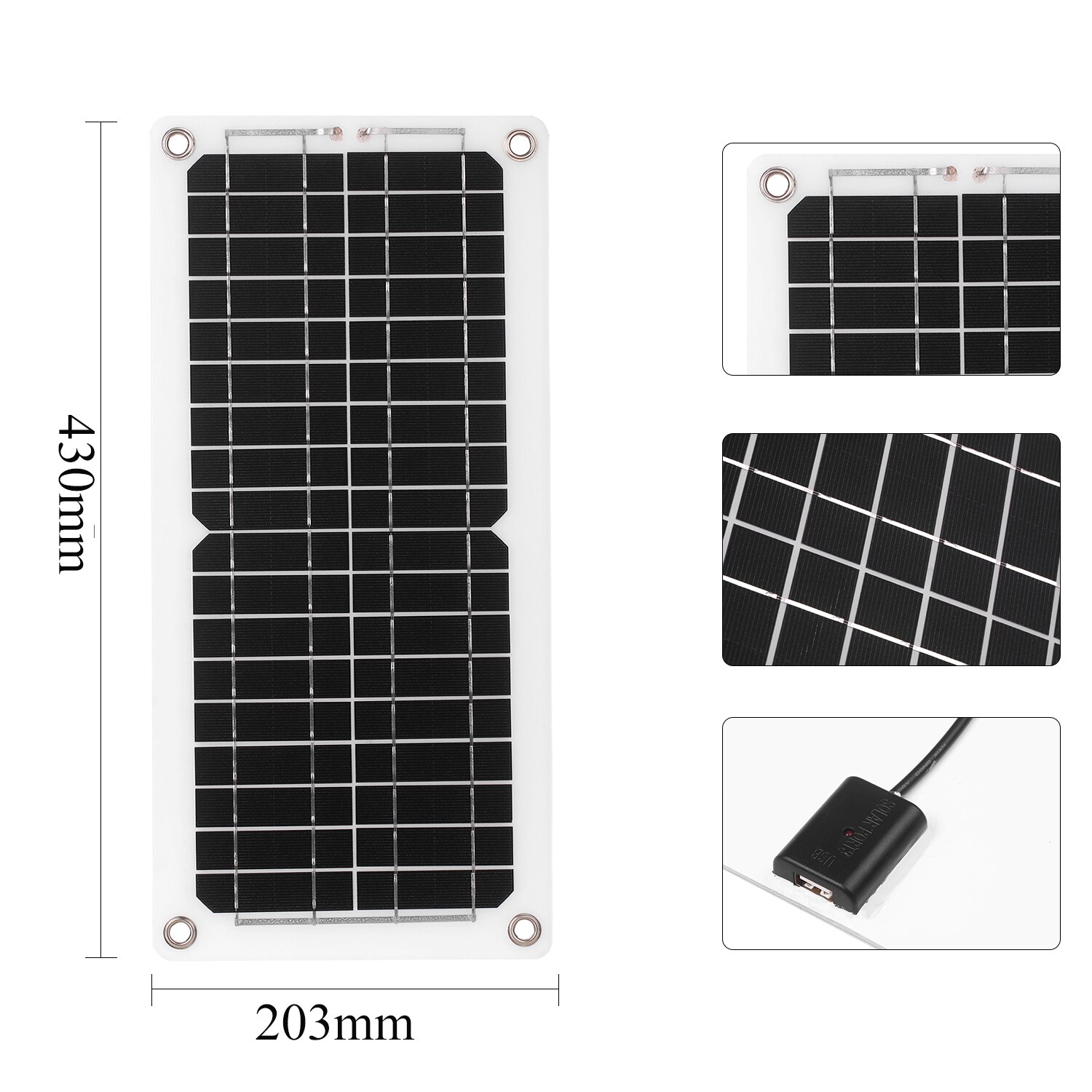 120w 12v ip65 solpanelsæt med opladningscontroller usb-port fra gittermonokrystallinsk modul med sae-tilslutningskabelsæt