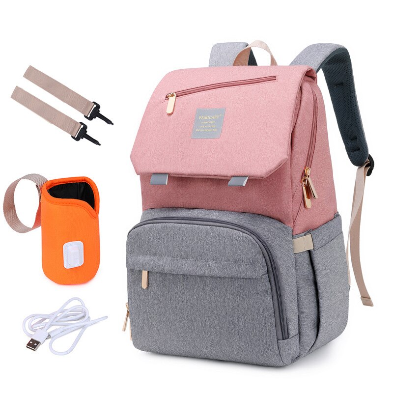 Mochila GRANDE para pañales de viaje, bolso para cambiador de bebé Mon, bolsa de pañales de enfermera para cochecito, mochila de maternidad, organizador de cochecito: pink 2
