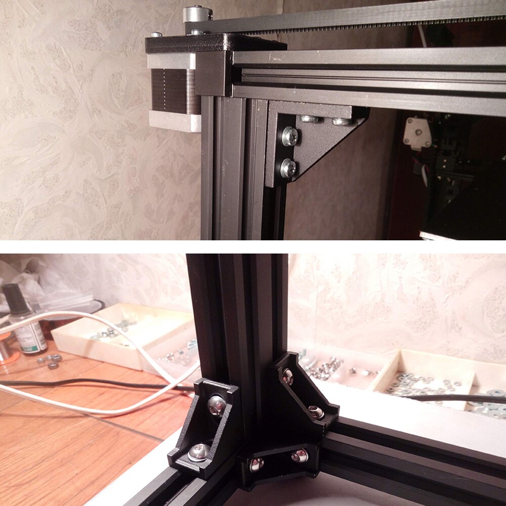 Corner Bracket Fitting Black Angle Aluminum Connector 2028 3030 3060 4040 4080 for Industrial Aluminum Profile