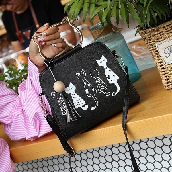 Borsa a mano con stampa gatti per donna Borsa a tracolla da donna casual serie animali stile cool Borse tote shopper di design alla moda di grande capacità