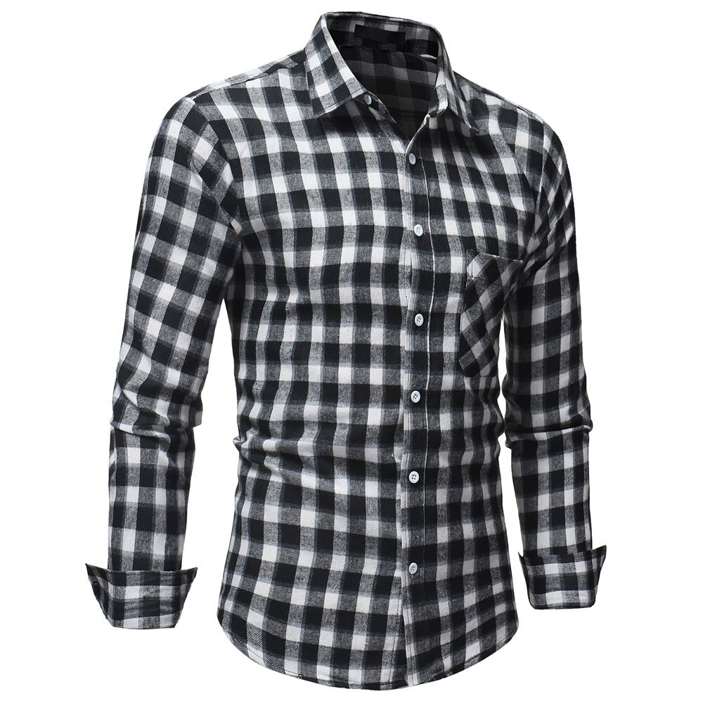 Plaid Shirt Autumn Winter Red Checkered Shirt Men Shirts Long Sleeve Chemise Homme Cotton Male Check Shirts
