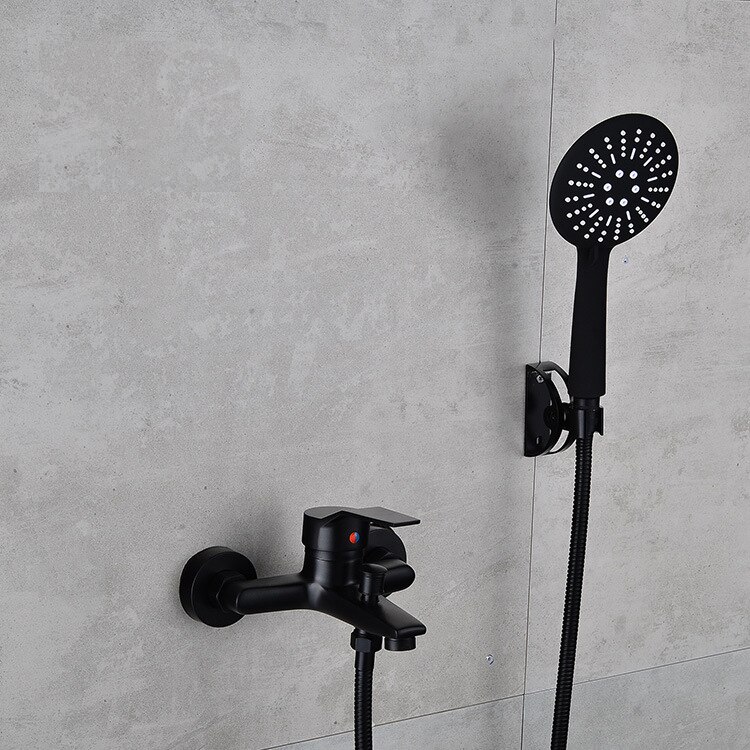 black Wall mounted bathtub faucet waterfall brass chrome finish bath shower mixer Bath Faucet Tap With Hand Shower Head Set