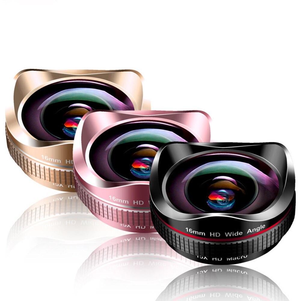 16mm 4k super vidvinkel makrotelefonlinse 2 in 1 15x forvrængningsfri hd universal clip kamera linsesæt til iphone android linse
