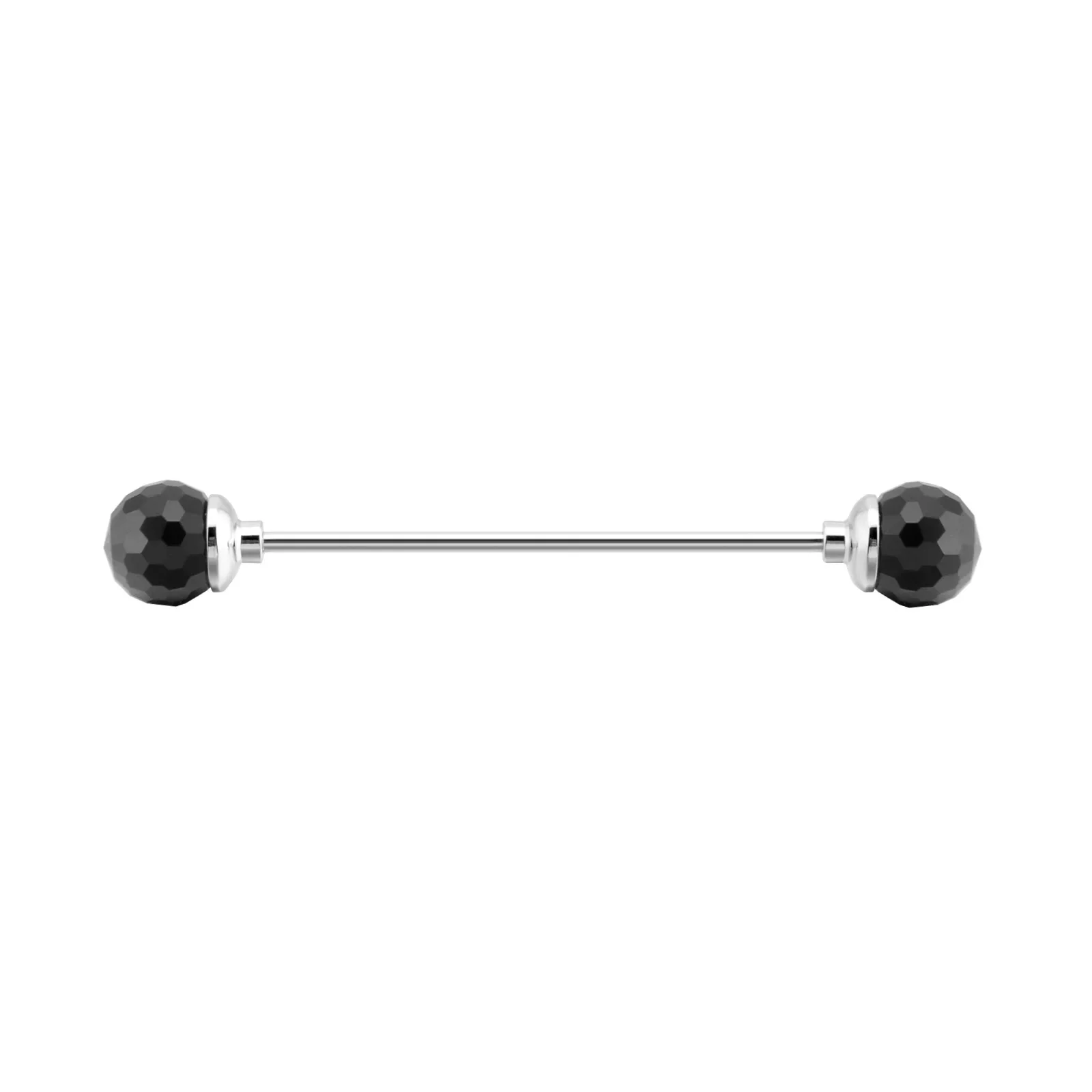 Épingle de col tendance pour hommes, chemise ronde à multiples facettes, trou de boule de cristal, épingles de collier, accessoires d&#39;affaires, peut dévisser: Black-Silver