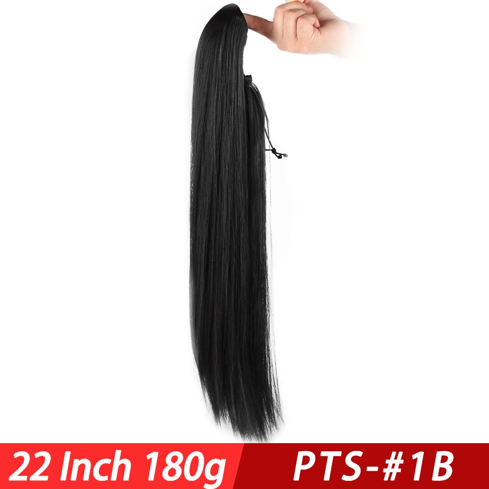 Pageup 22” Long Curly Clip In Hair Tail False Hair Ponytail Hairpiece With Hairpins Synthetic Hair Ponytail Hair Extension: PTS-1B
