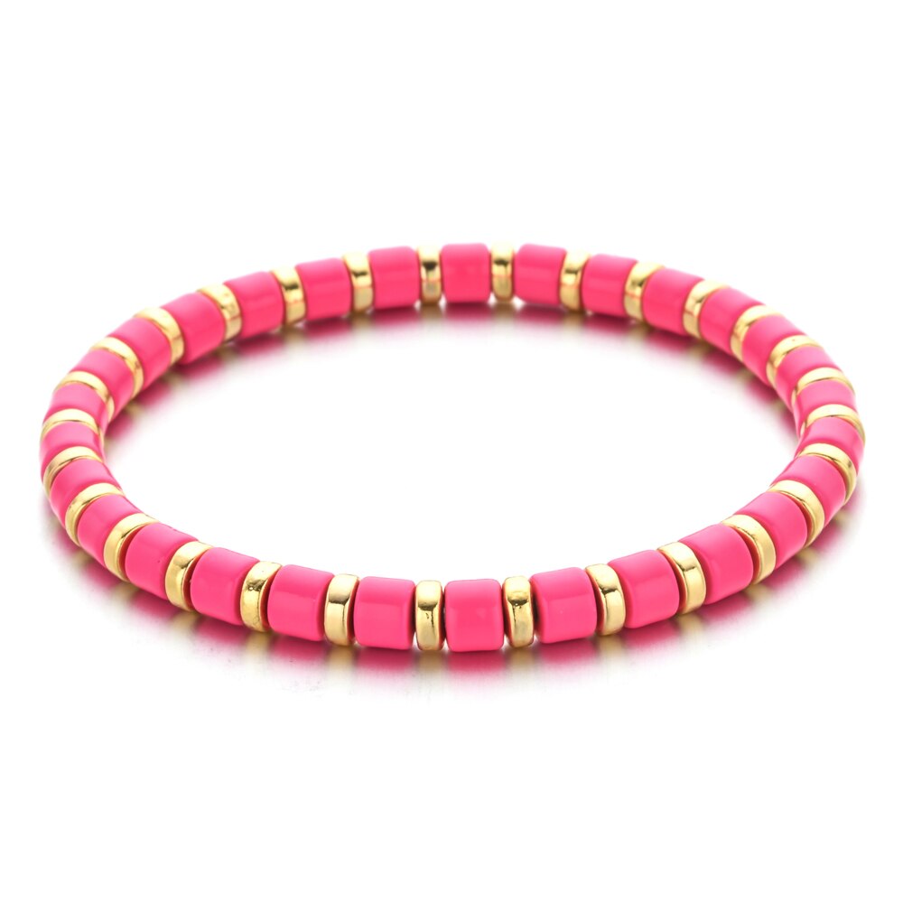 Boho pulseira de esmalte, boho, bonito, de arco-íris, stretch, colorida, nova moda, multicolorido, azulejo, miçangas, surf, praia, joia, presente: A3