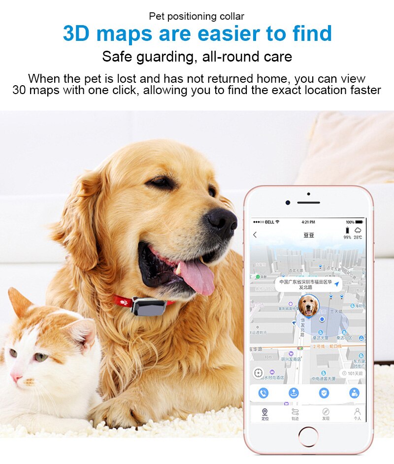 Smart Pet GPS GSM Tracker Dog Cat Security Collar Anti-Lost Real Time Pet Locator Intelligent GPS Trackers Battery Lasted 7 Days