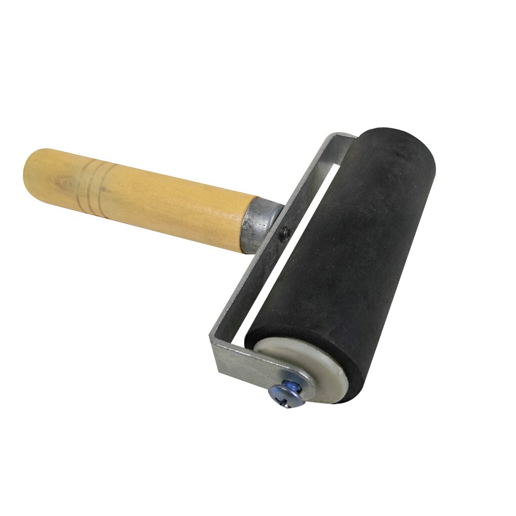 Gummi trykrulle træblok deluxe hård gummi brayer rulle kraftig stålramme børn kunsthåndværk værktøj 2.5cm*6cm
