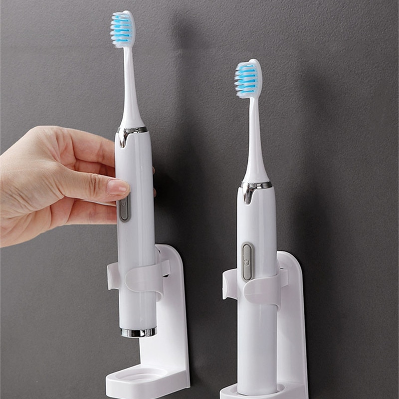 Wall-Mounted Toothbrush Stand Hanger Traceless Electric Toothbrush Holders Adults Kids Toothbrush Holder Bathroom Accessories