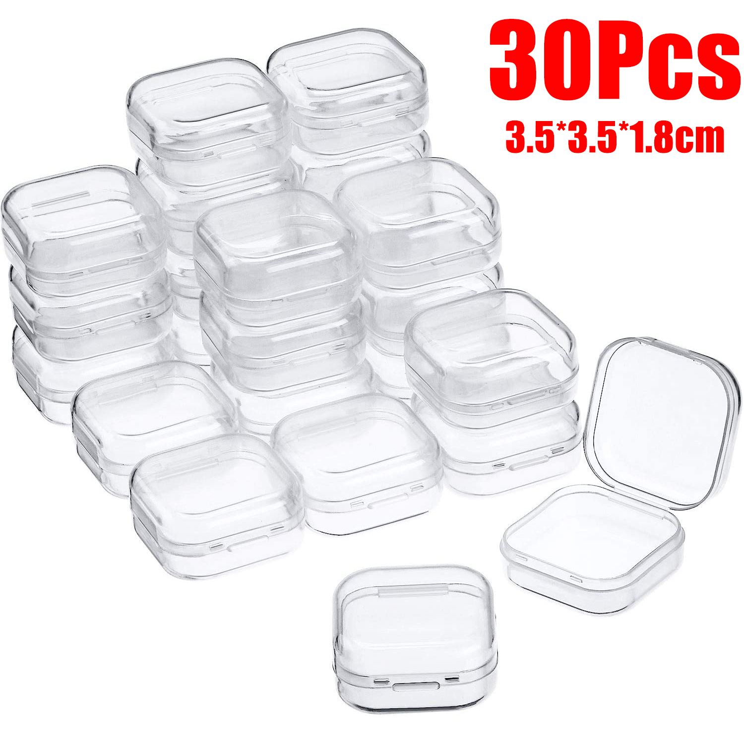 Mini contenedores transparentes de 6-48 Uds., caja de almacenamiento de cuentas cuadradas de plástico para cuentas, joyería, manualidades, juego de mesa, organización de piezas al por mayor: Plata