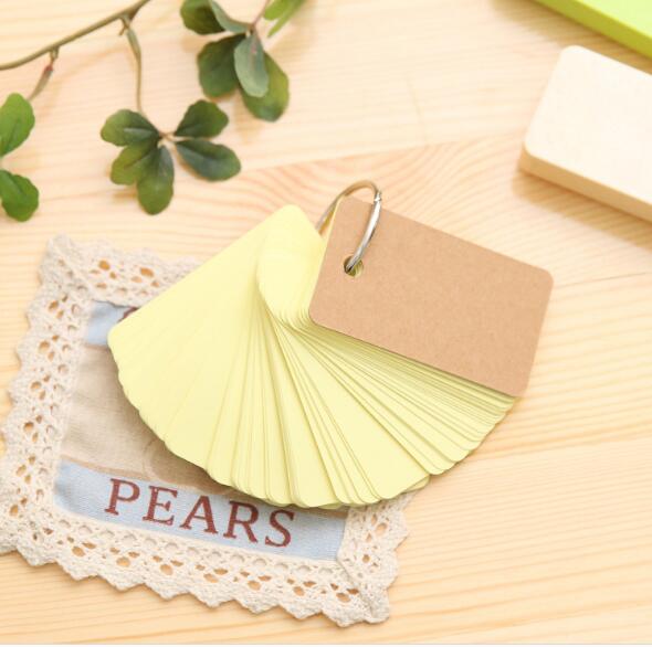 Candy Color 1PC 90 Sheets Pocket Loose Leaf Blank Vocabulary Notebook Mini Memo Note Card Office School Stationery: Yellow paper