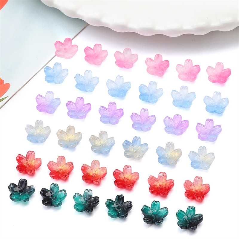 10 Uds. Cuentas sueltas degradadas de vidrio de 11mm, cuentas de flor de cerezo para hacer bricolaje, pulsera, collar, pendientes, accesorios