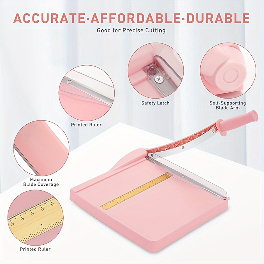 Pink paper cutter & paper cutter with safety guard, heavy-duty paper cutter with 16 sheets capacity