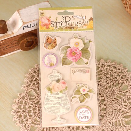 Flower Scrapbooking Stickers Handmade 3D Decorative Stickers For DIY Album,Kids Craft Stickers: Number 08