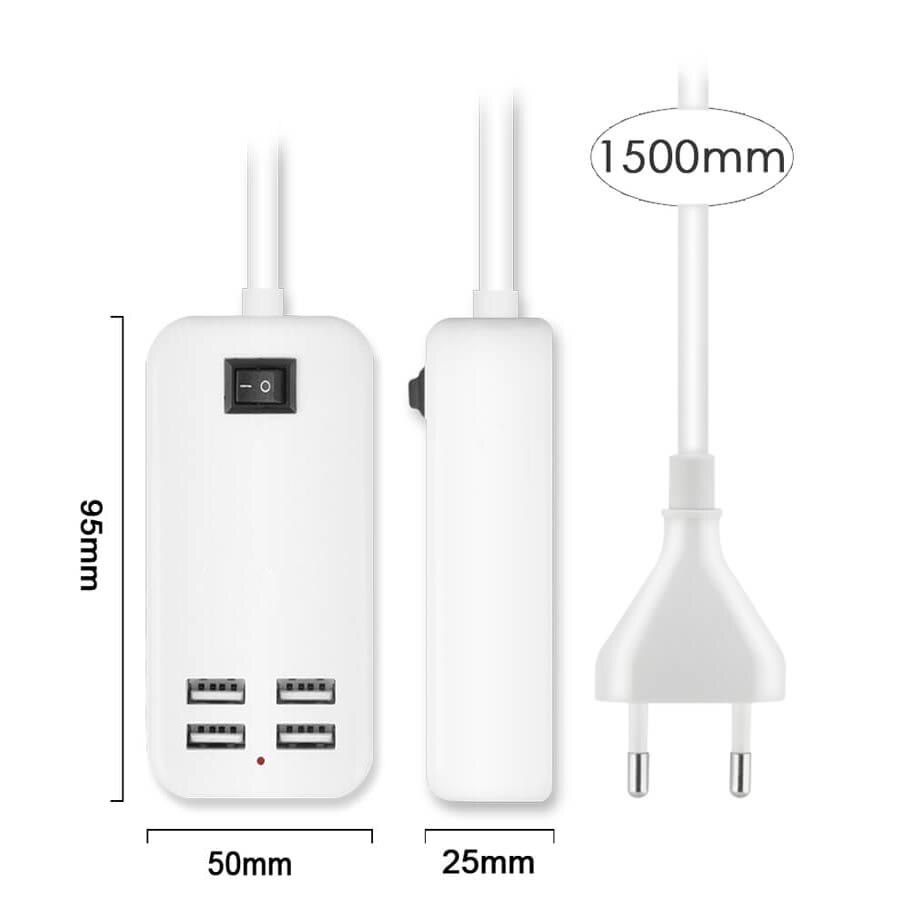 GHAOK 4 ports USB chargeur Mini Station de charge intelligente 5V2. 1A * 4 Max sortie 15W chargeur de bureau pour chargeur de téléphone intelligent