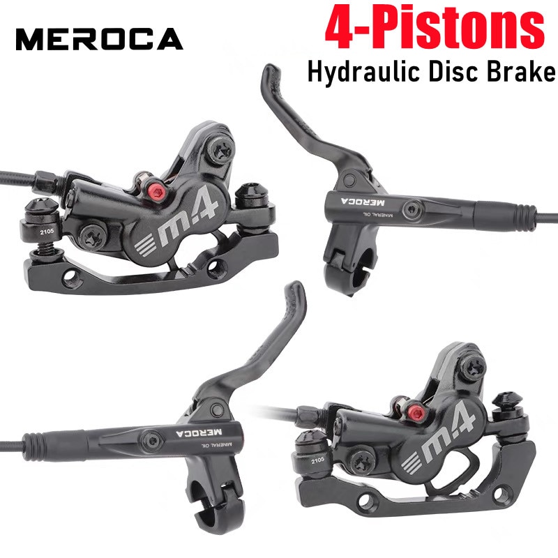 Mountain Bike Disc Brake Set 4 Pistons MTB Hydraulic Brakes 800/1400mm Four Pistons Oil Pressure Calipers For AM Enduro E4 ZEE