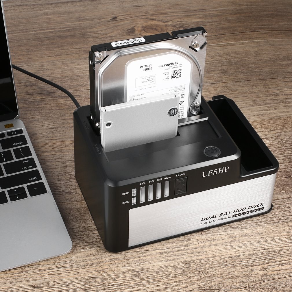 Estación de acoplamiento Dual para disco duro HDD USB 3,0 a SATA HDD SSD con clon para 2,5 "& 3,5" SATA HDD & SSD, carcasa de disco duro Dock