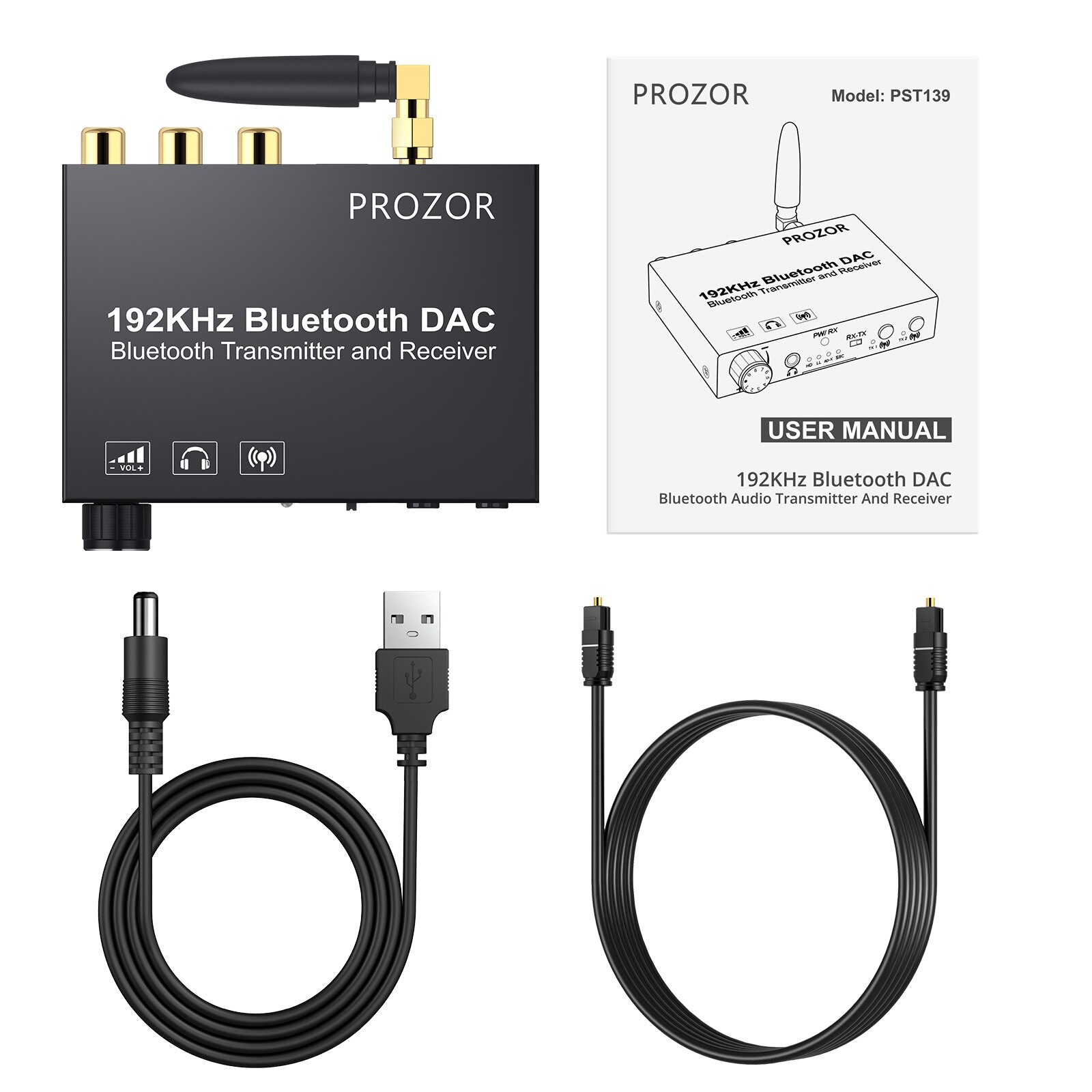 Neoteck 192KHz Bluetooth DAC Digital to Analog Audio Converter Bluetooth 5.0 Transmitter Receiver Support APTX HD For Headphone