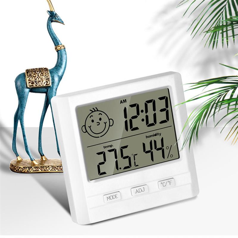 Tafel Klok Met Temperatuur Vochtigheid Grote Lcd Digitale Scherm Elektronische Klok Thermometer Hydrometer Meter Met Stand