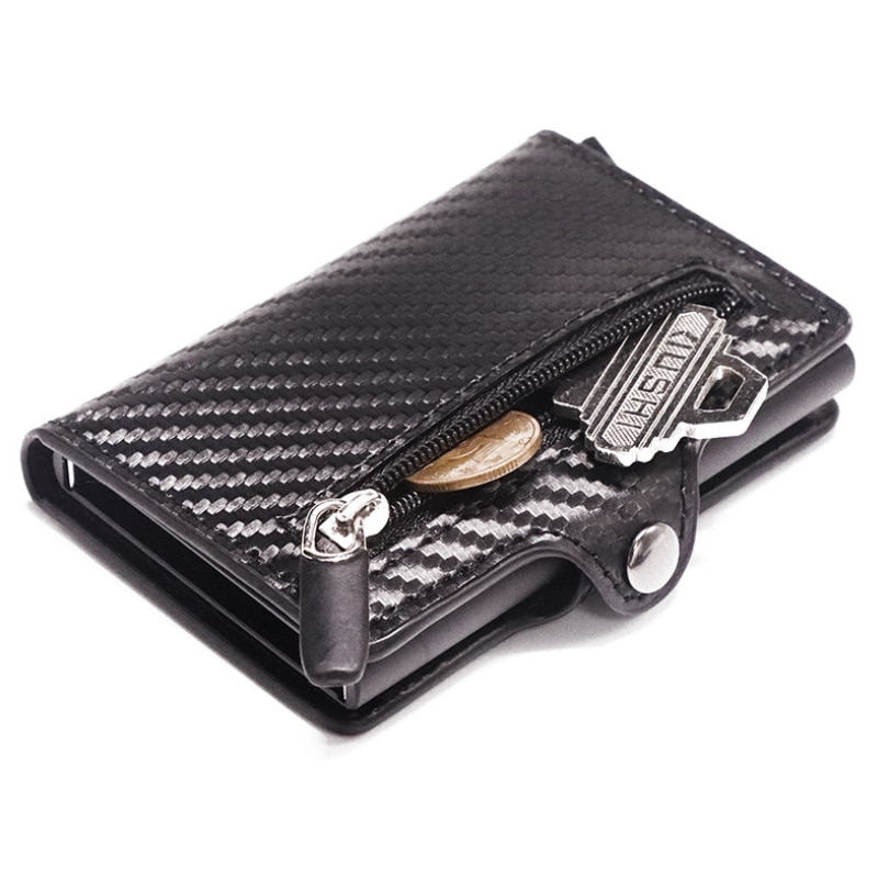 Minimalistische Aluminium Wallet Credit Card Houders Rfid Blocking Slim Carbon Fiber Lederen Portefeuilles Metalen Card Case Coin Pocket Purse