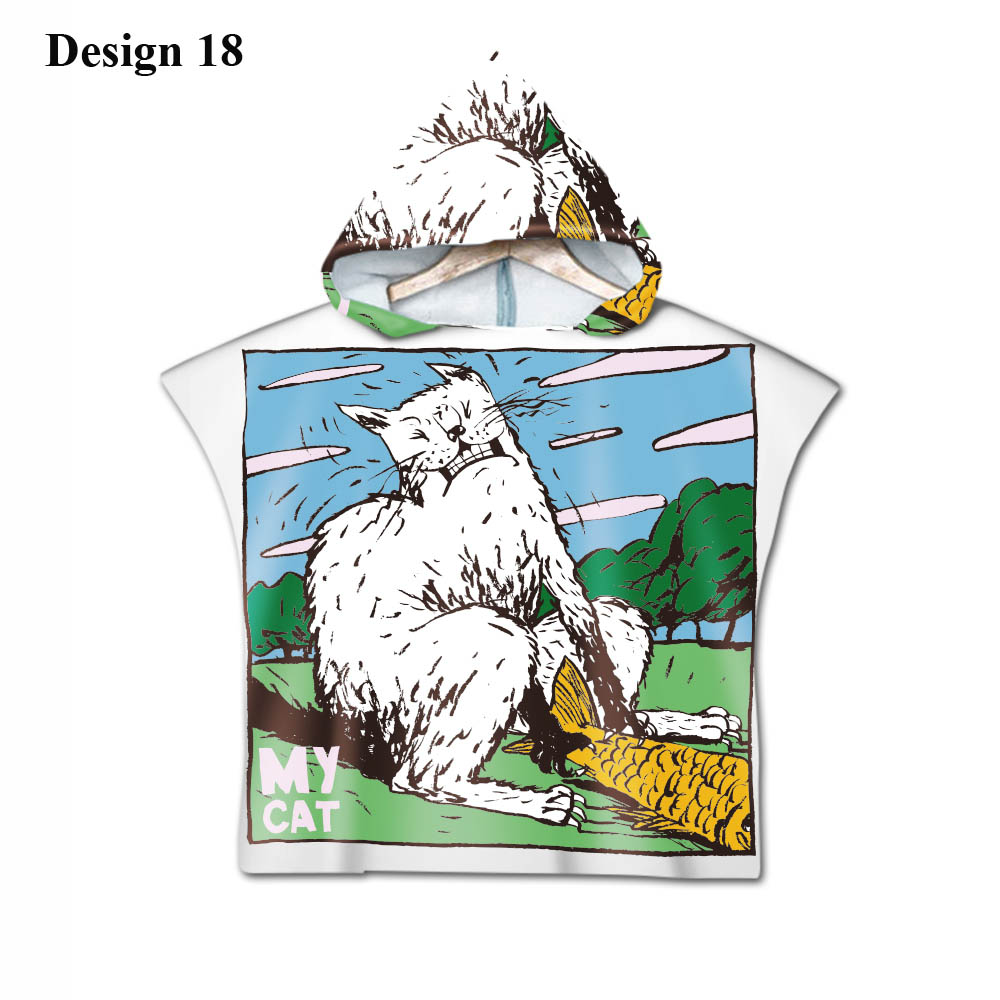 Gotisk cool halloween skræmmende kat skelet kranium baby børn børn hættehåndklæde pool bad strand poncho håndklæde kappe: Design 18